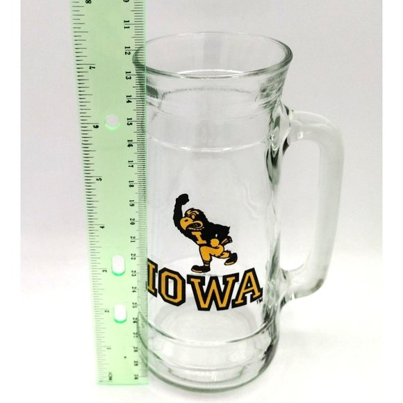 Iowa Hawkeyes Football Glass Mug Beer Stein Souvenir 7 Inch Vintage Herky Hawk - Picture 2 of 14